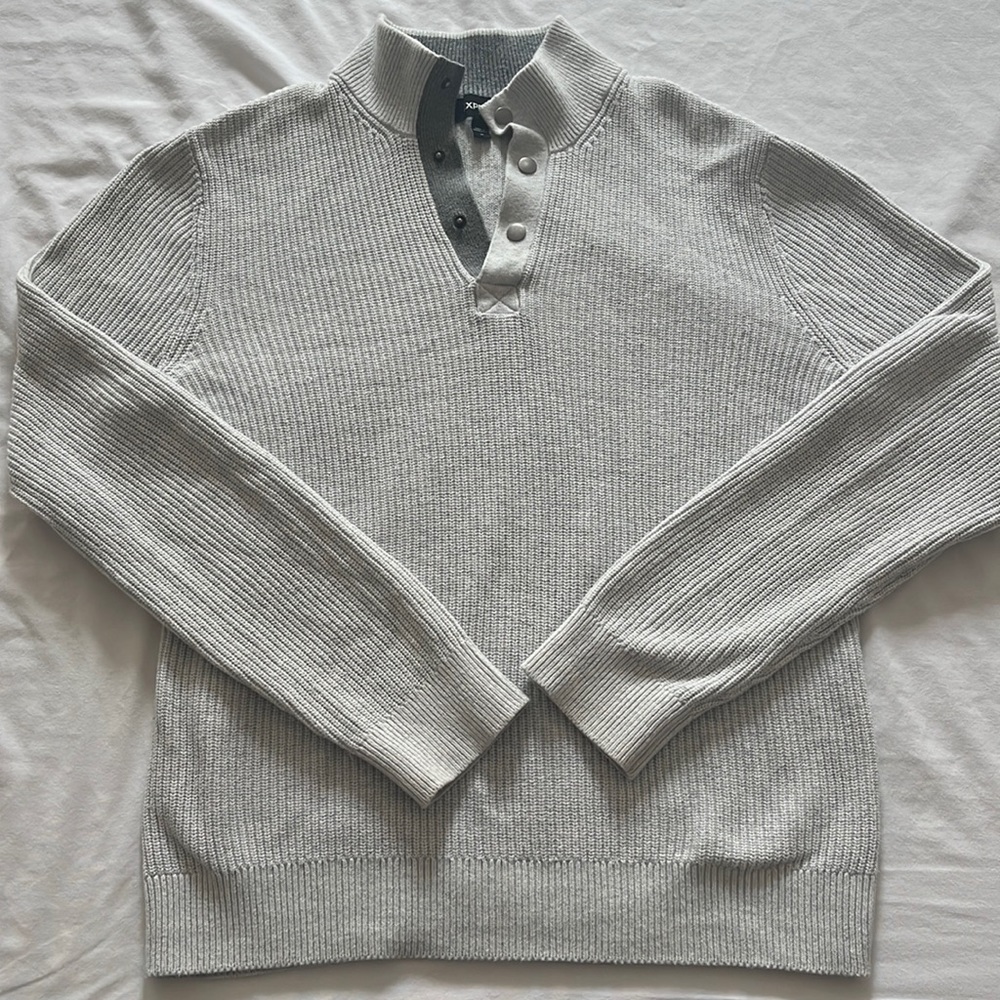 Express 100% Cotton Grey Quarter Button Up